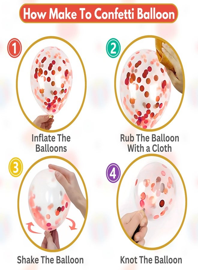 Flyloons Gold Happy Anniversary Banner with Confetti Balloons Decoration Kit for Men Women 8 Pcs Red Colour Confetti Meatallic Balloons Reusable Happy Wedding Anniversary Banner - Image 3